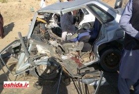برخورد مرگبار دو دستگاه پراید در محورشهرستان زهک/تصاویر