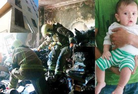 لحظه های نفس گیر برا ی نجات مادر و فرزند از شعله‌های آتش + عکس محل حادثه و نوزاد نجات یافته