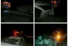 هفت نفر مصدوم بر اثر برخورد سه خودروی سواری در محور زابل به زاهدان +عکس